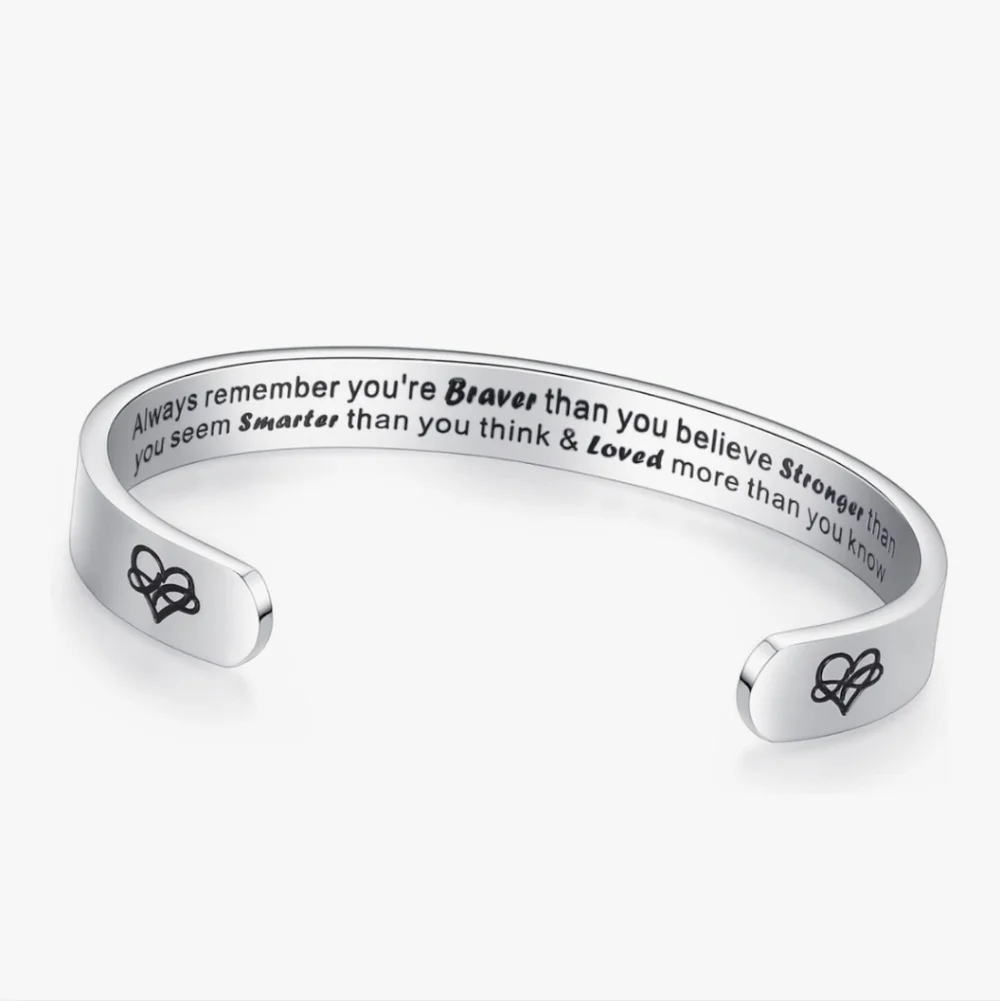 Silver Inspirational Cuff Bracelet